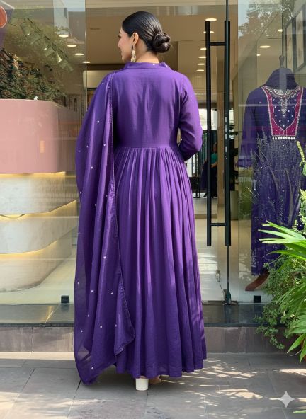 Lavender Roman Silk Embroidered Salwar — alternate view