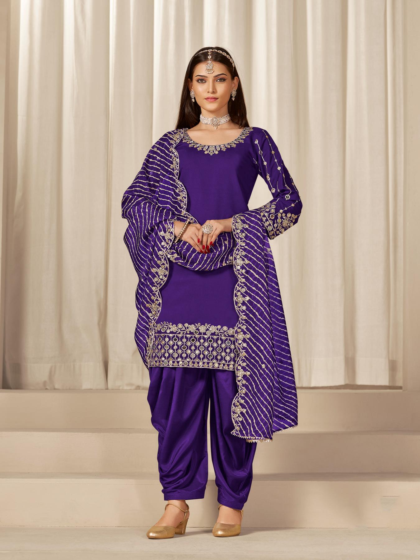 Lavender Roman Silk Salwar Suits