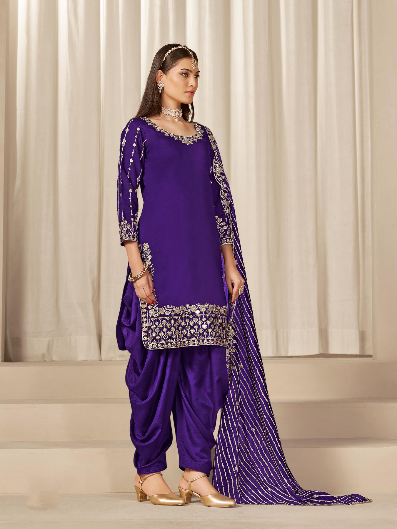 Lavender Roman Silk Salwar Suits — alternate view