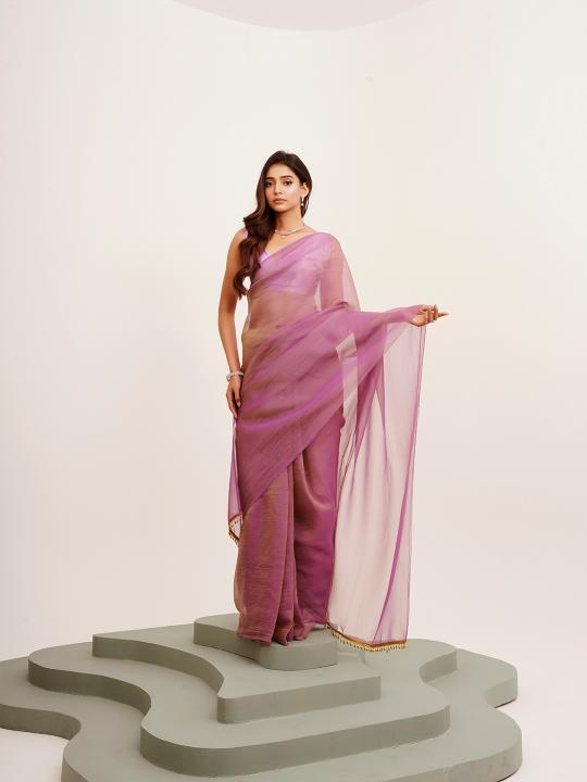 Lavender Satin Saree