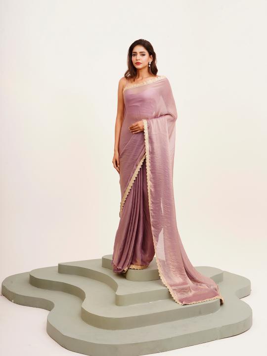 Lavender Satin Saree
