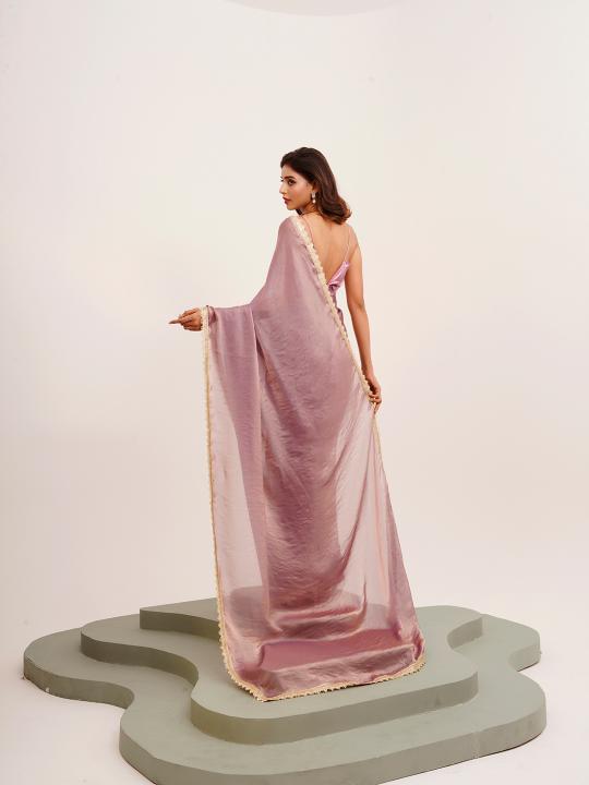 Lavender Satin Saree — alternate view