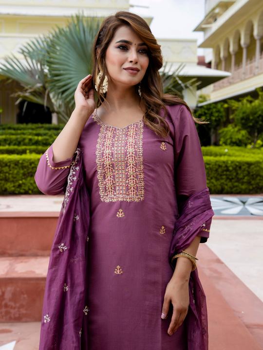 Lavender Silk Blend Readymade Suits