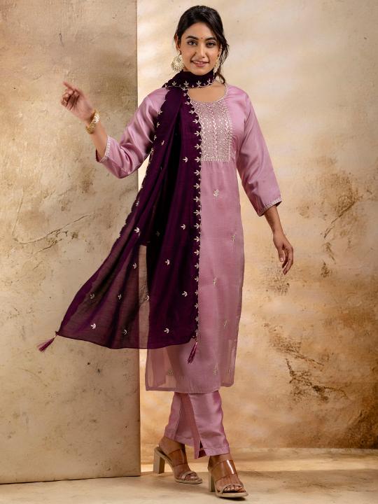 Lavender Silk Blend Salwar Suit