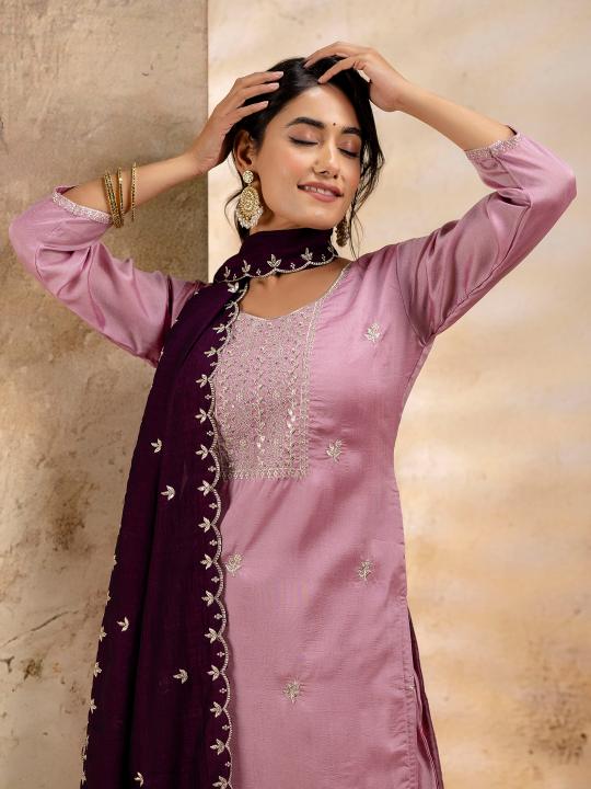 Lavender Silk Blend Salwar Suit