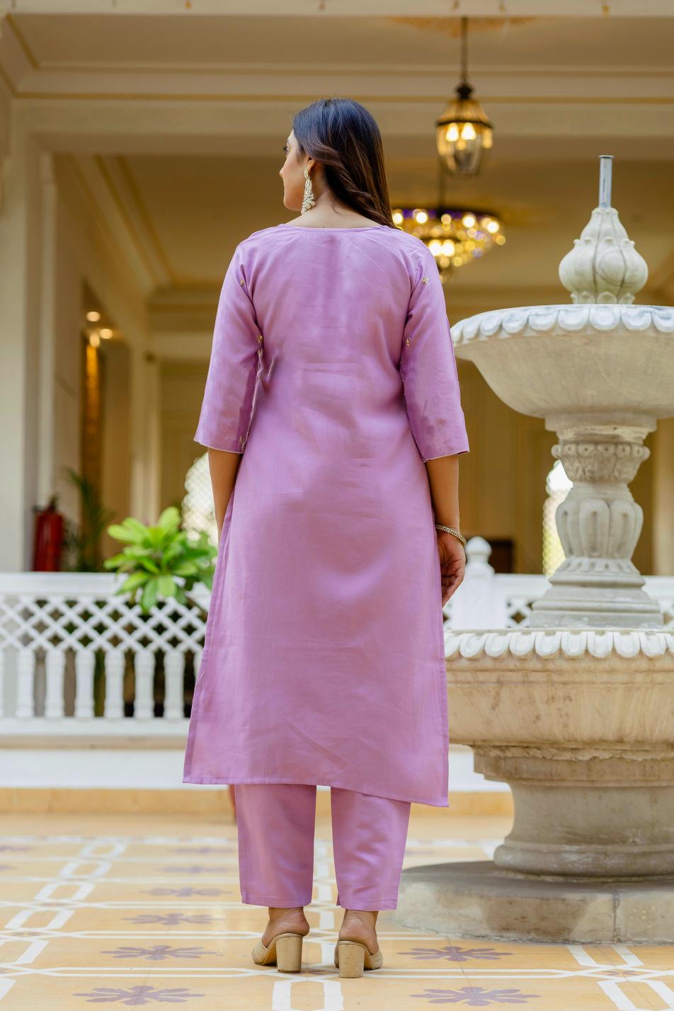 Lavender Viscose Gadhwal Salwar Suit — alternate view