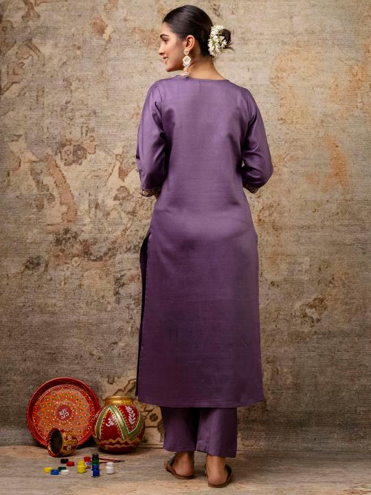 Lavender Viscose Rayon Readymade Suit — alternate view