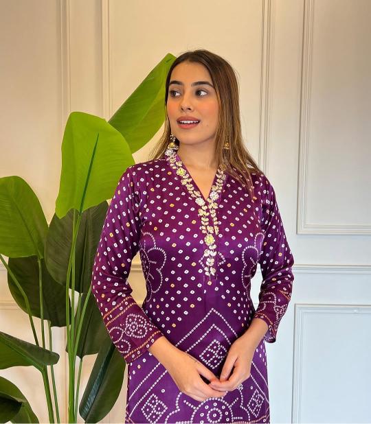 Lavender Viscose Readymade Suits