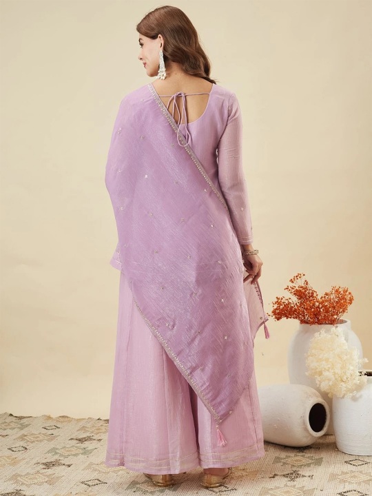 Lavender Wedding Threadwork Sharara Suit — alternate view