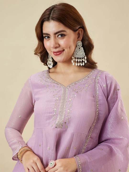 Lavender Wedding Threadwork Sharara Suit