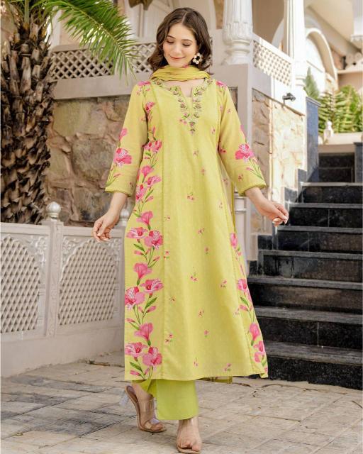Lemon Chanderi Readymade Suits