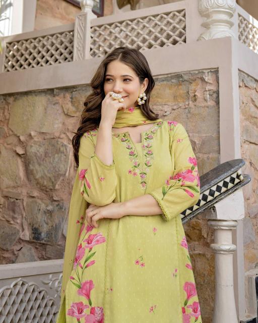 Lemon Chanderi Readymade Suits