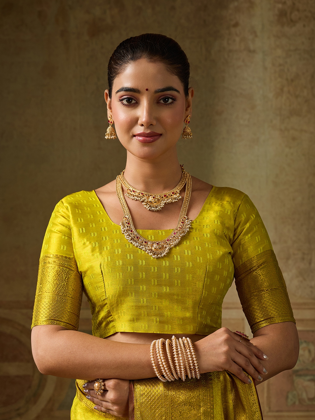 Lemon Paisley Zari Work Kanchivaram Silk Saree