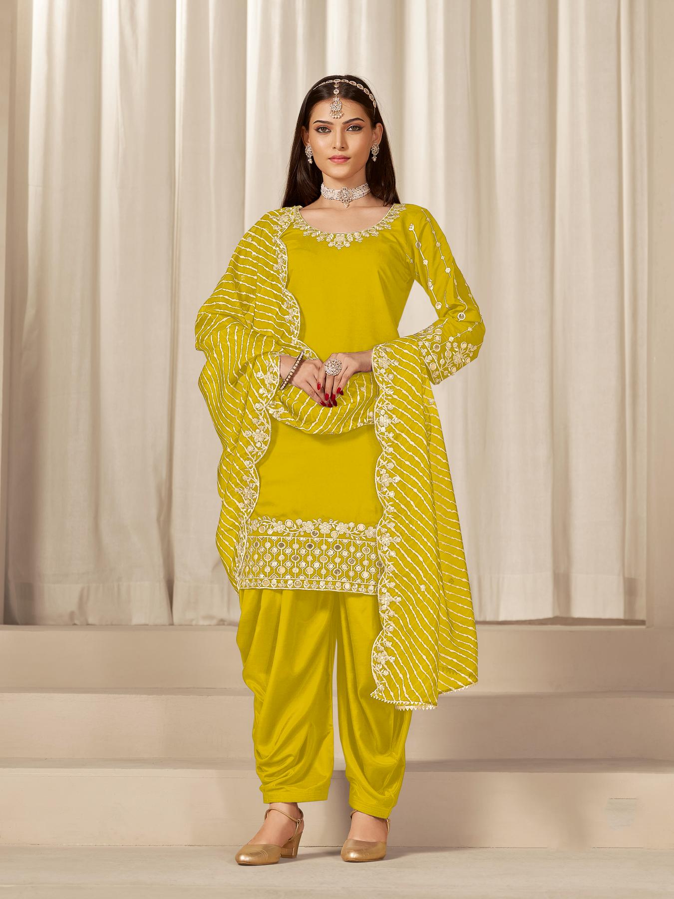 Lemon Roman Silk Salwar Suits