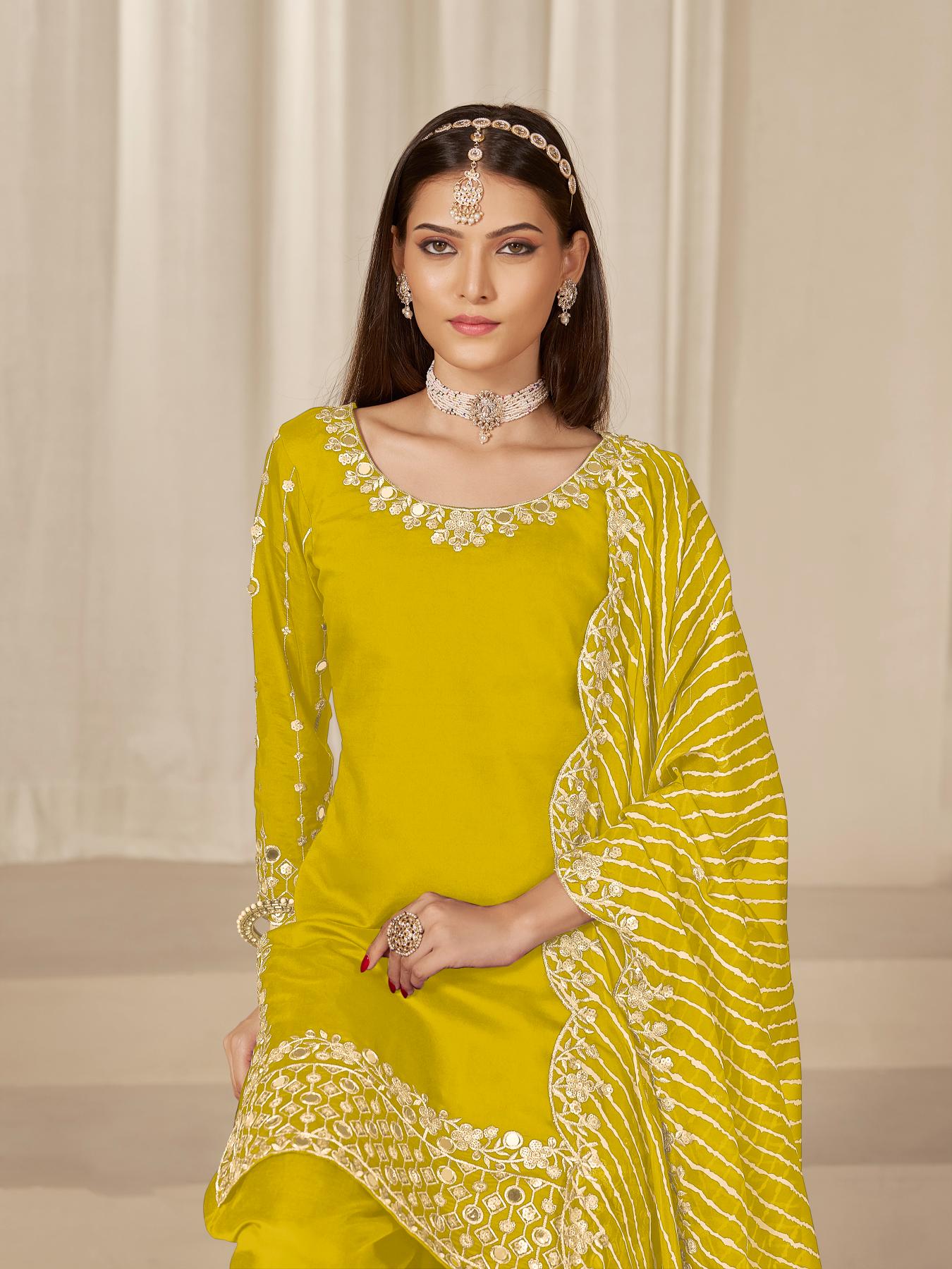 Lemon Roman Silk Salwar Suits — alternate view