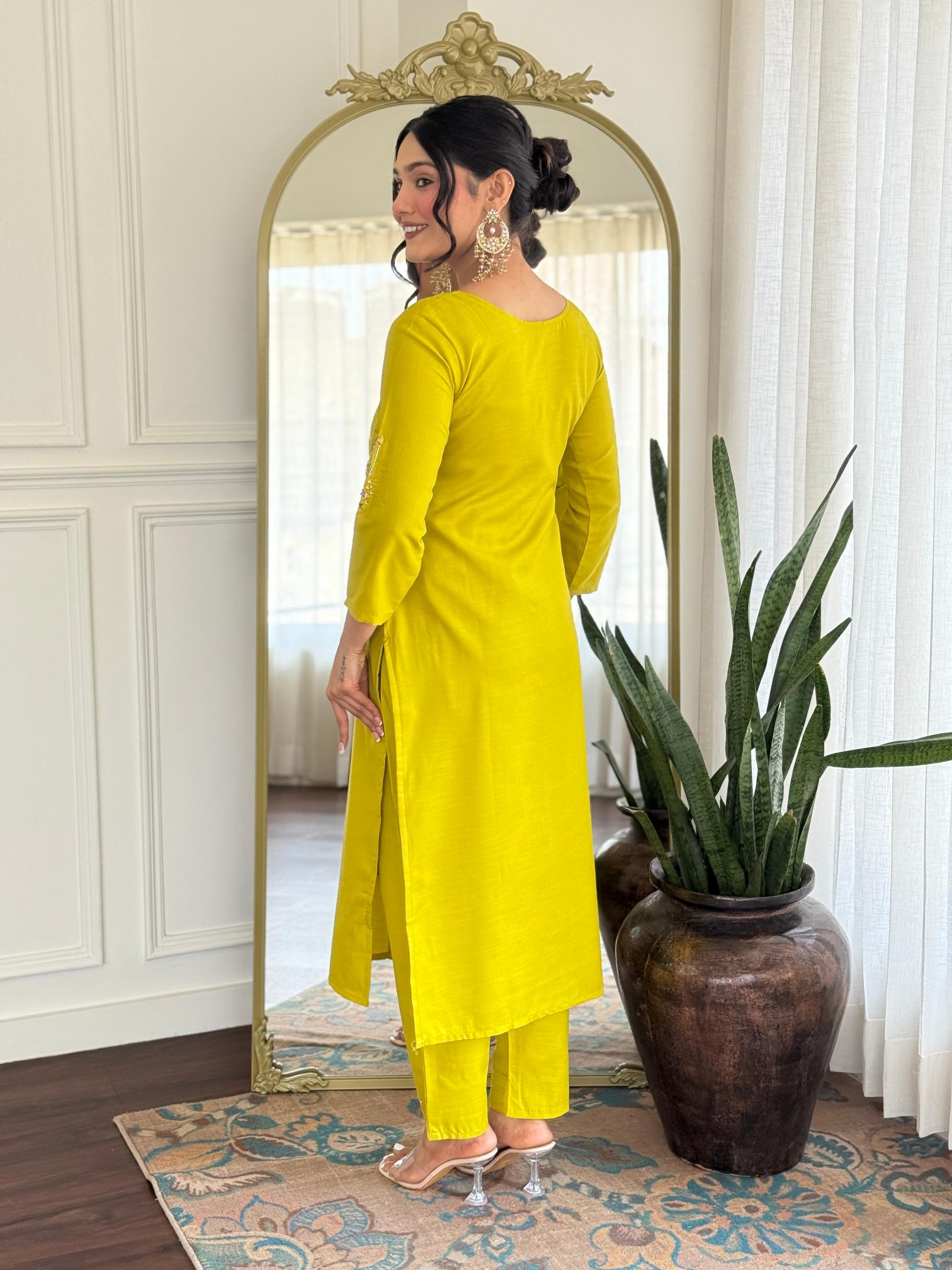 Lemon Silk Salwar Suit — alternate view