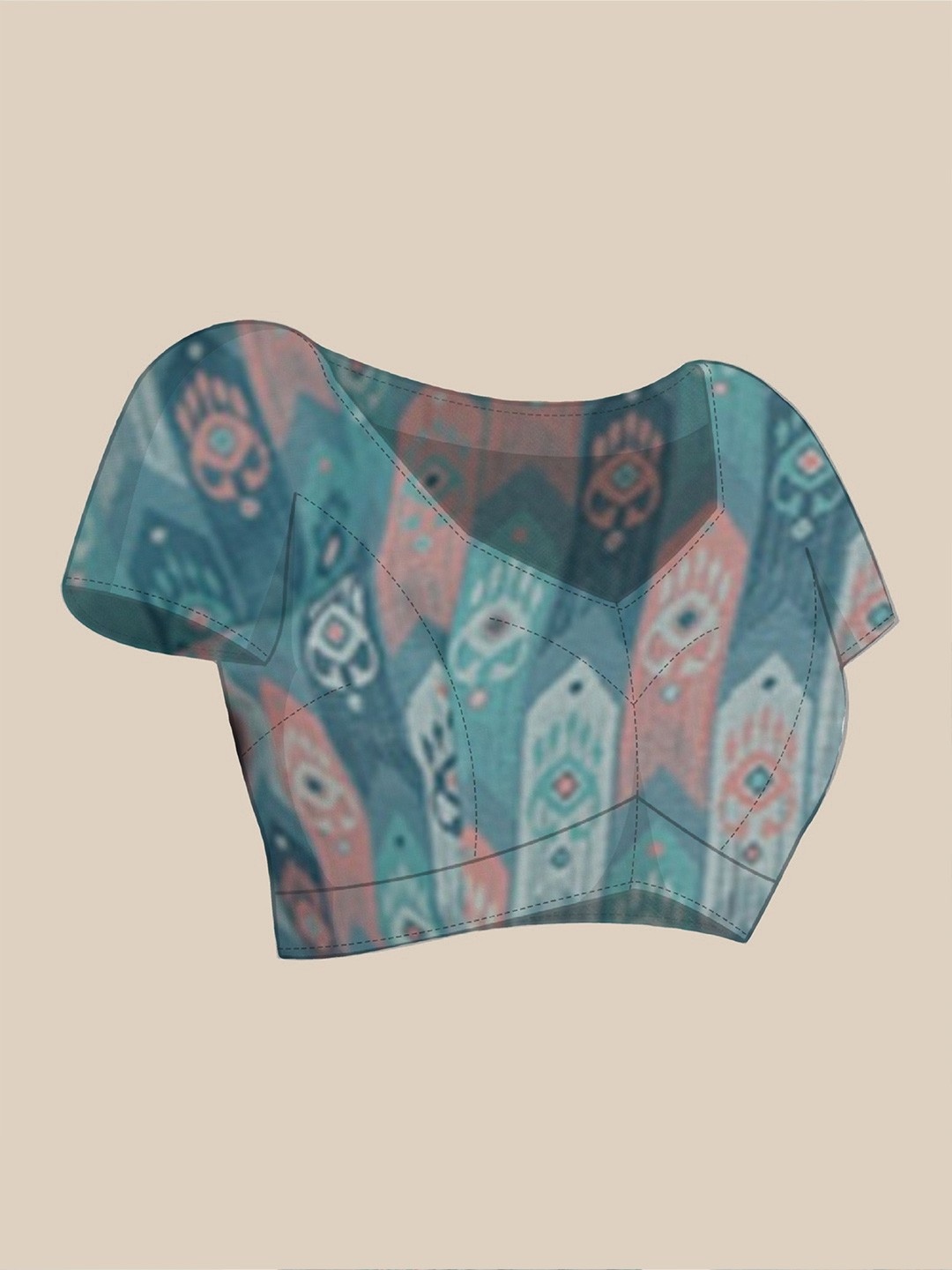 Light Blue Floral Digital Print Georgette Saree