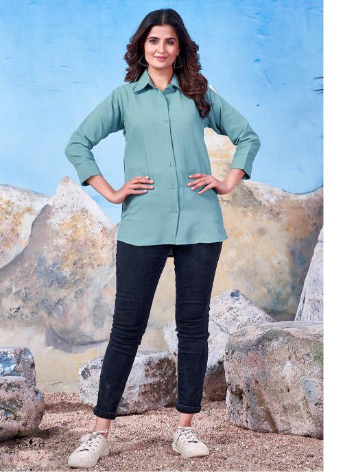 Light Blue Maaza Cotton Readymade Shirt