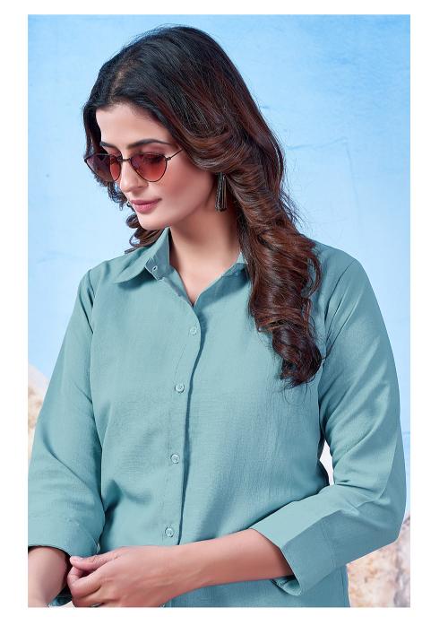 Light Blue Maaza Cotton Readymade Shirt — alternate view