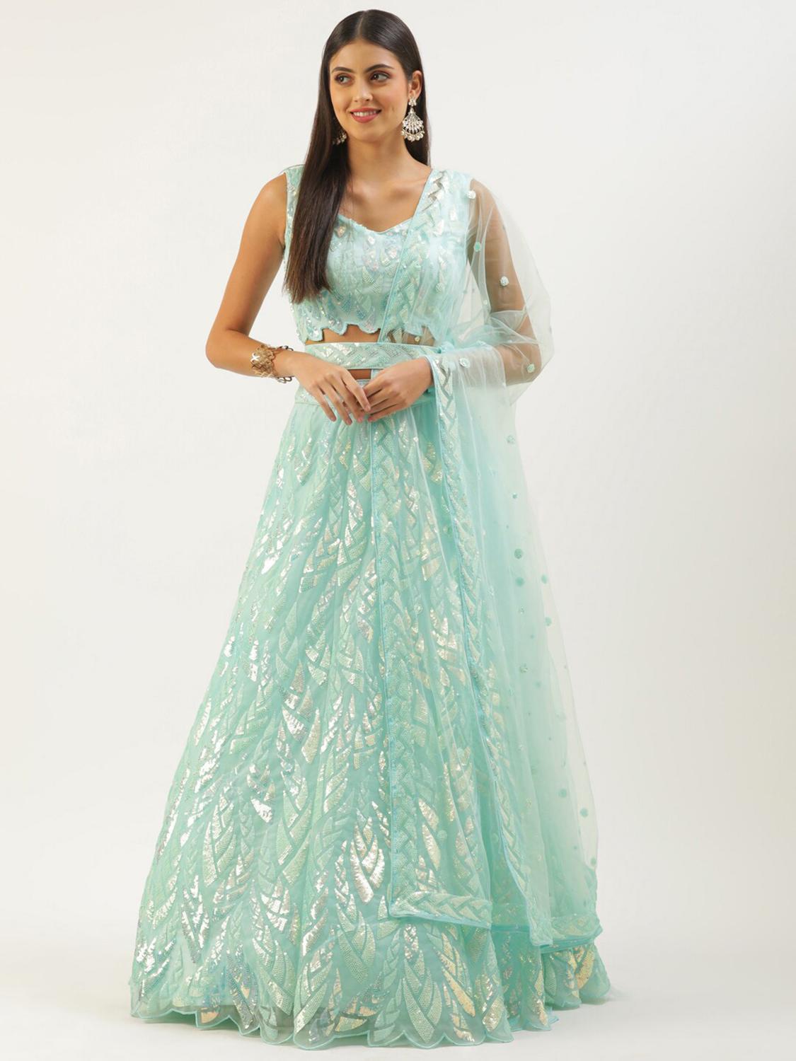 Light Blue Soft Net Lehenga Choli