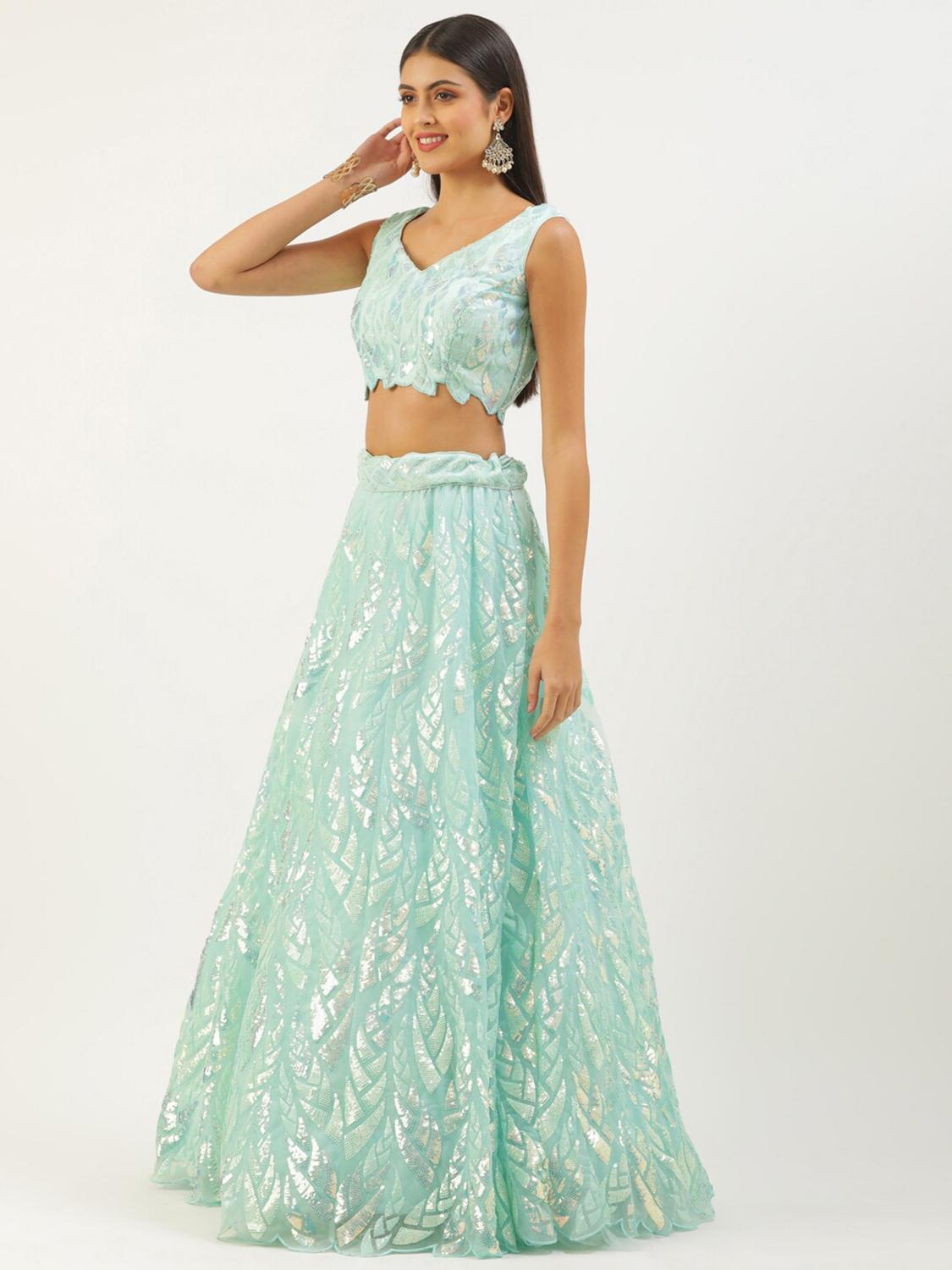 Light Blue Soft Net Lehenga Choli — alternate view