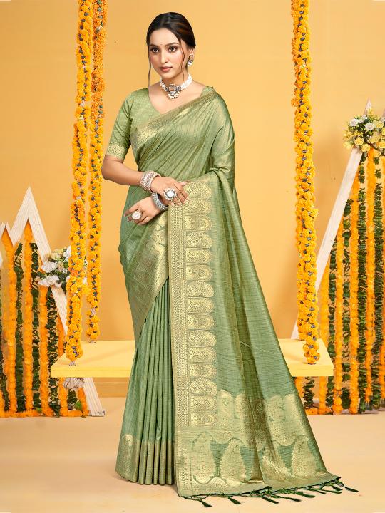 Light Green Assam Silk Saree