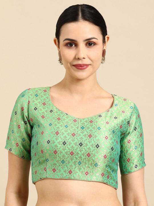 Light Green Banarasi Silk Jacquard Readymade Blouse