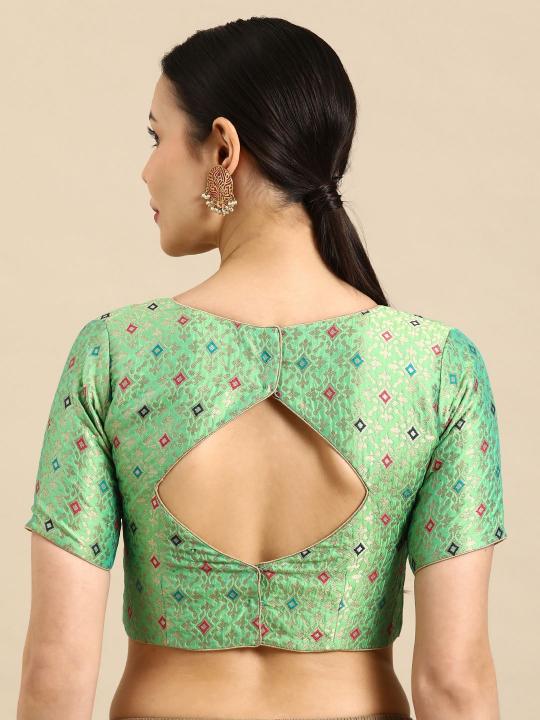 Light Green Banarasi Silk Jacquard Readymade Blouse — alternate view