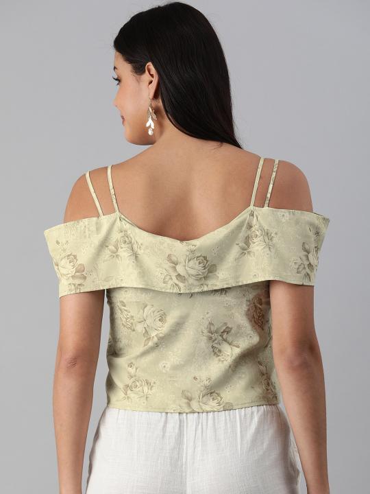 Light Green Poly Crepe Short Kurti — alternate view