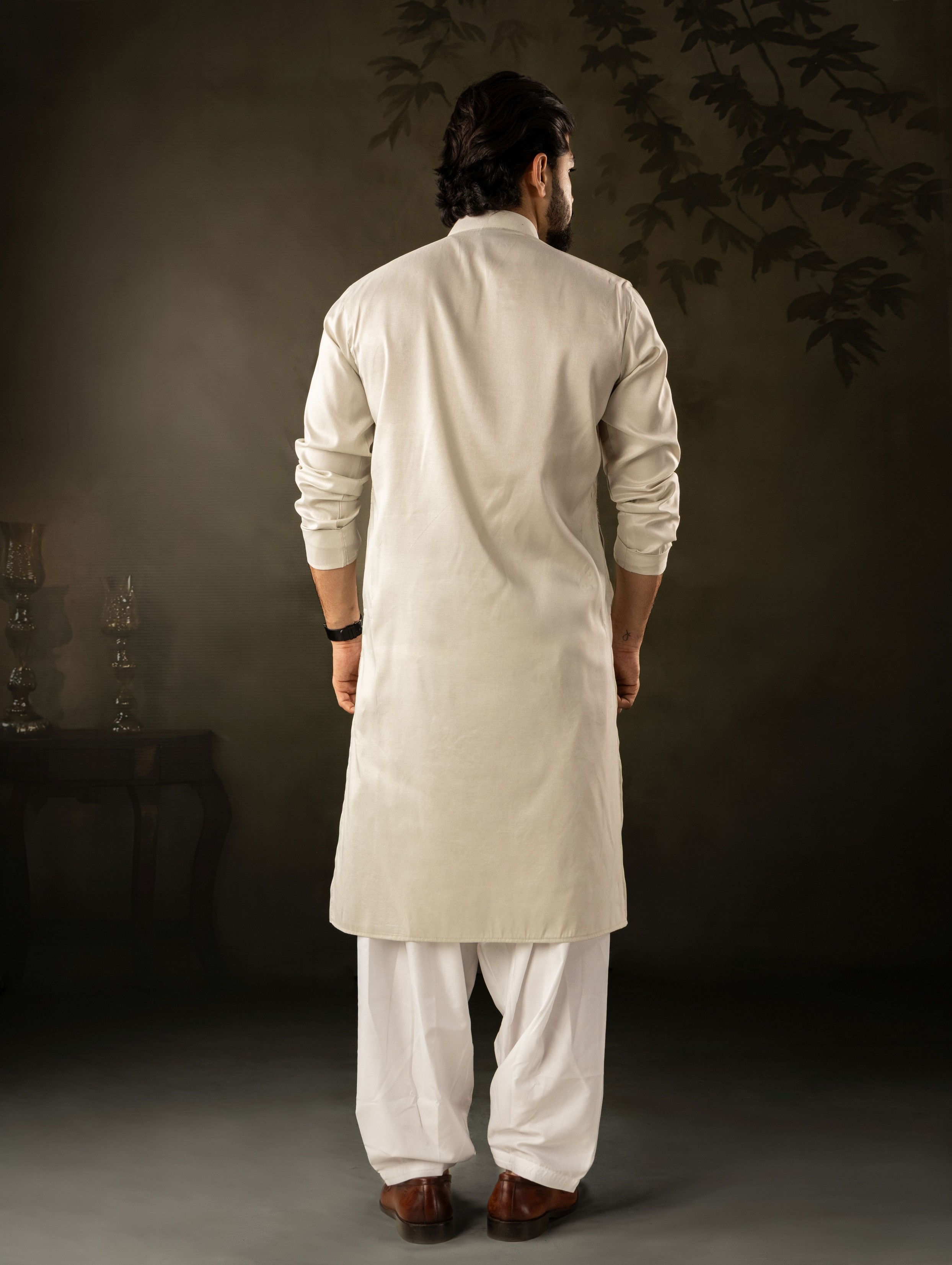 Light Green Rayon Embroidered Kurta Pyjama — alternate view