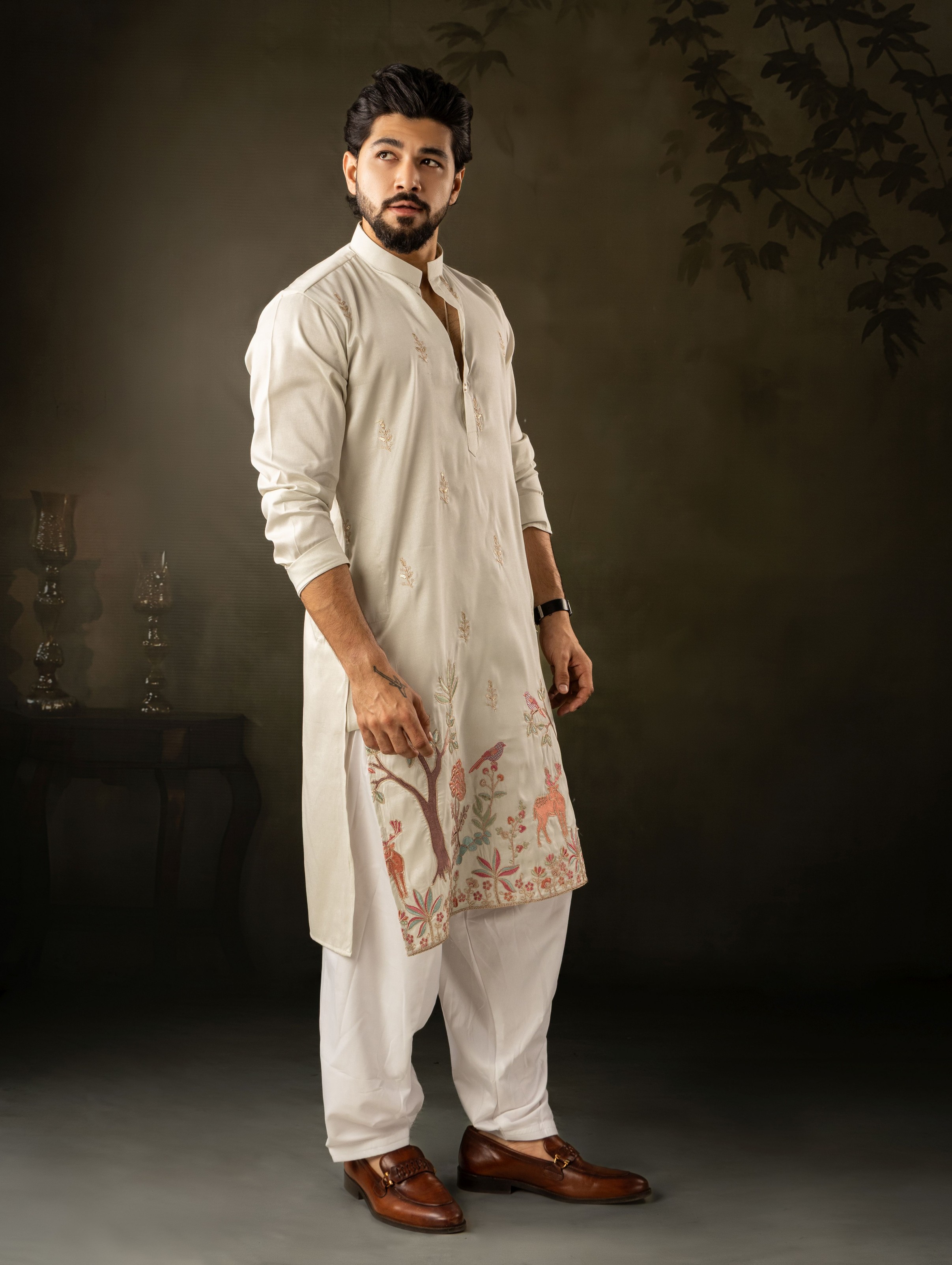 Light Green Rayon Embroidered Kurta Pyjama