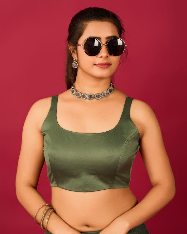 Light Green Satin Readymade Blouse