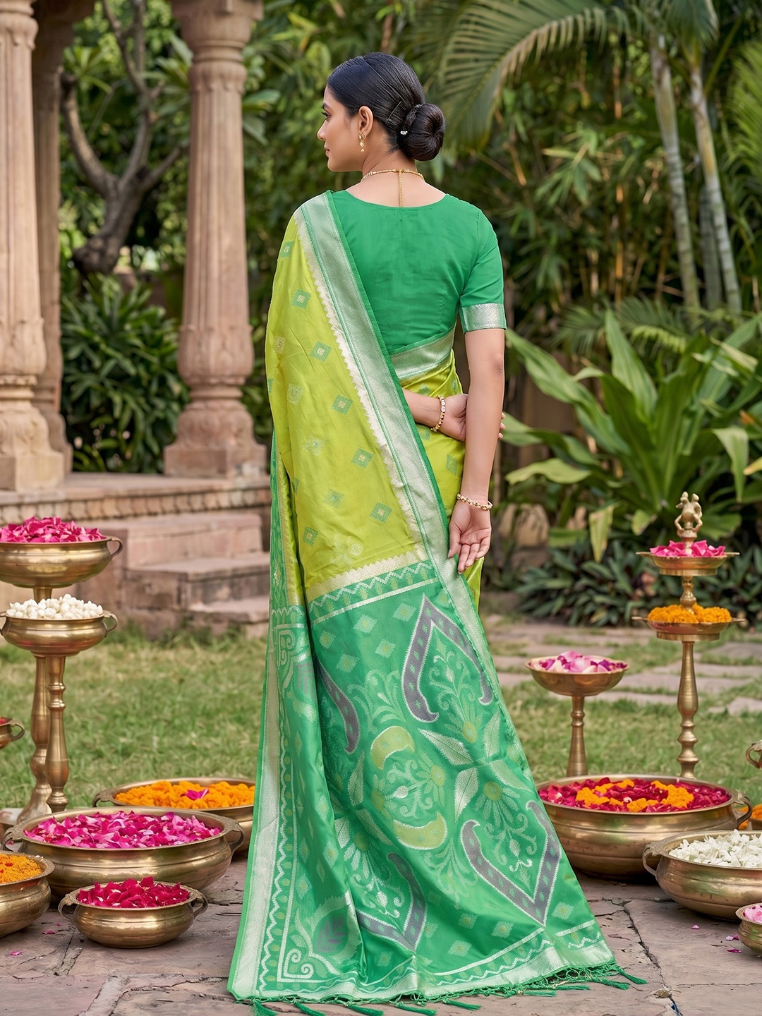 Light Green Woven Designer Soft Silk Saree — alternate view