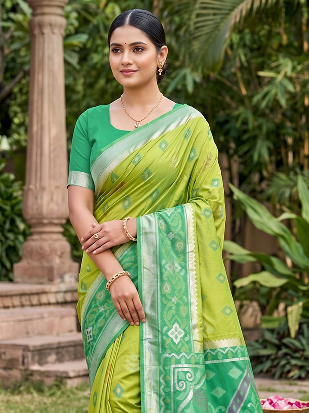 Light Green Woven Designer Soft Silk Saree