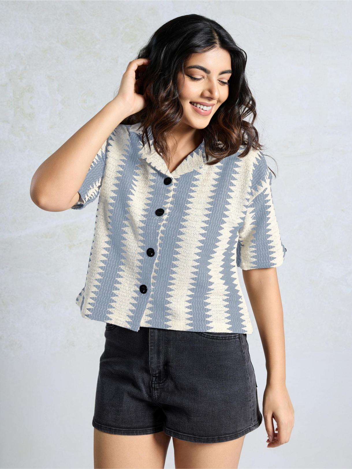 Light Grey Knited Short Crocks Shirt