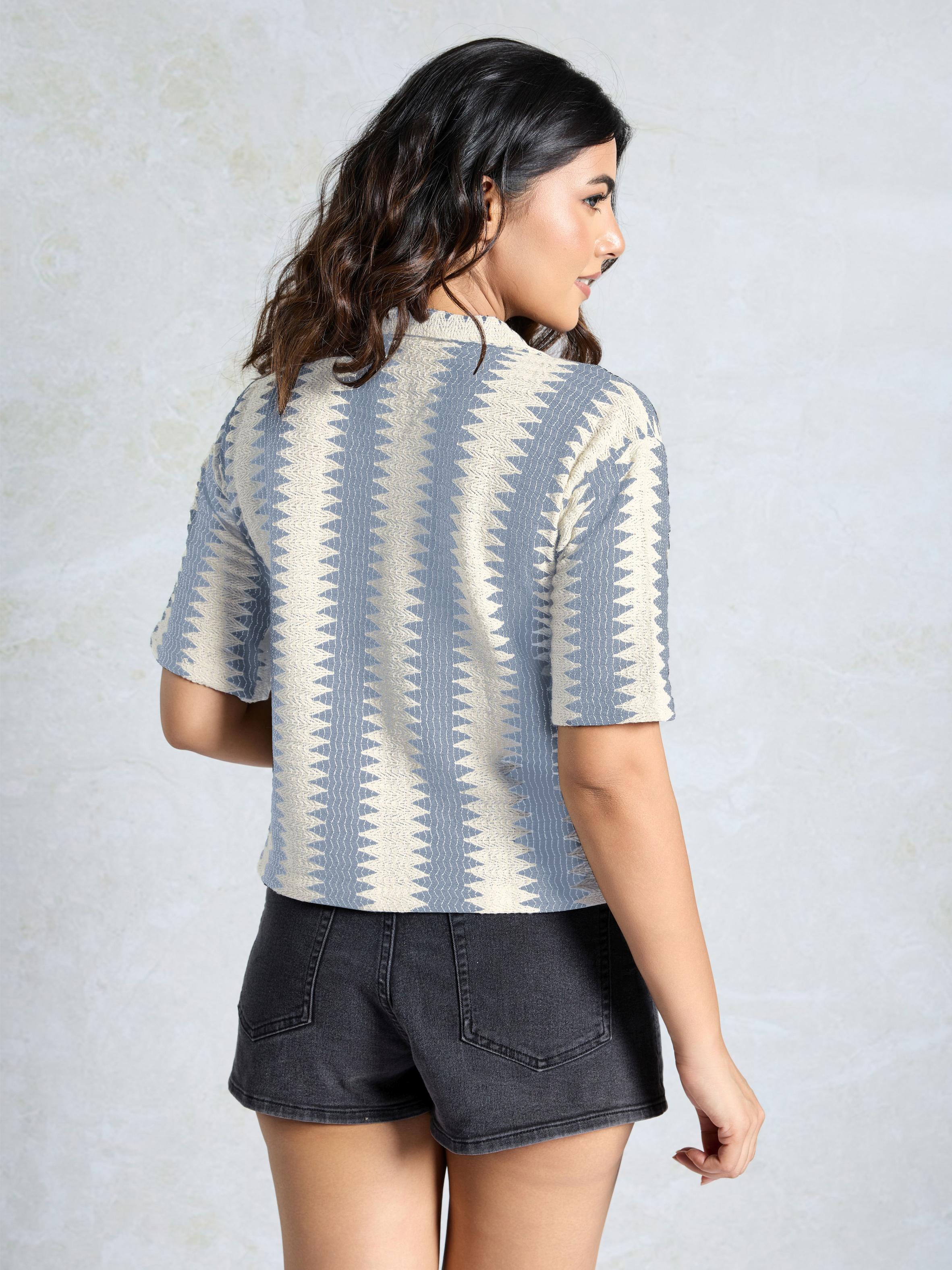 Light Grey Knited Short Crocks Shirt — alternate view