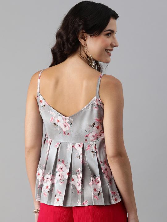 Light Grey Poly Crepe Short Kurti — alternate view