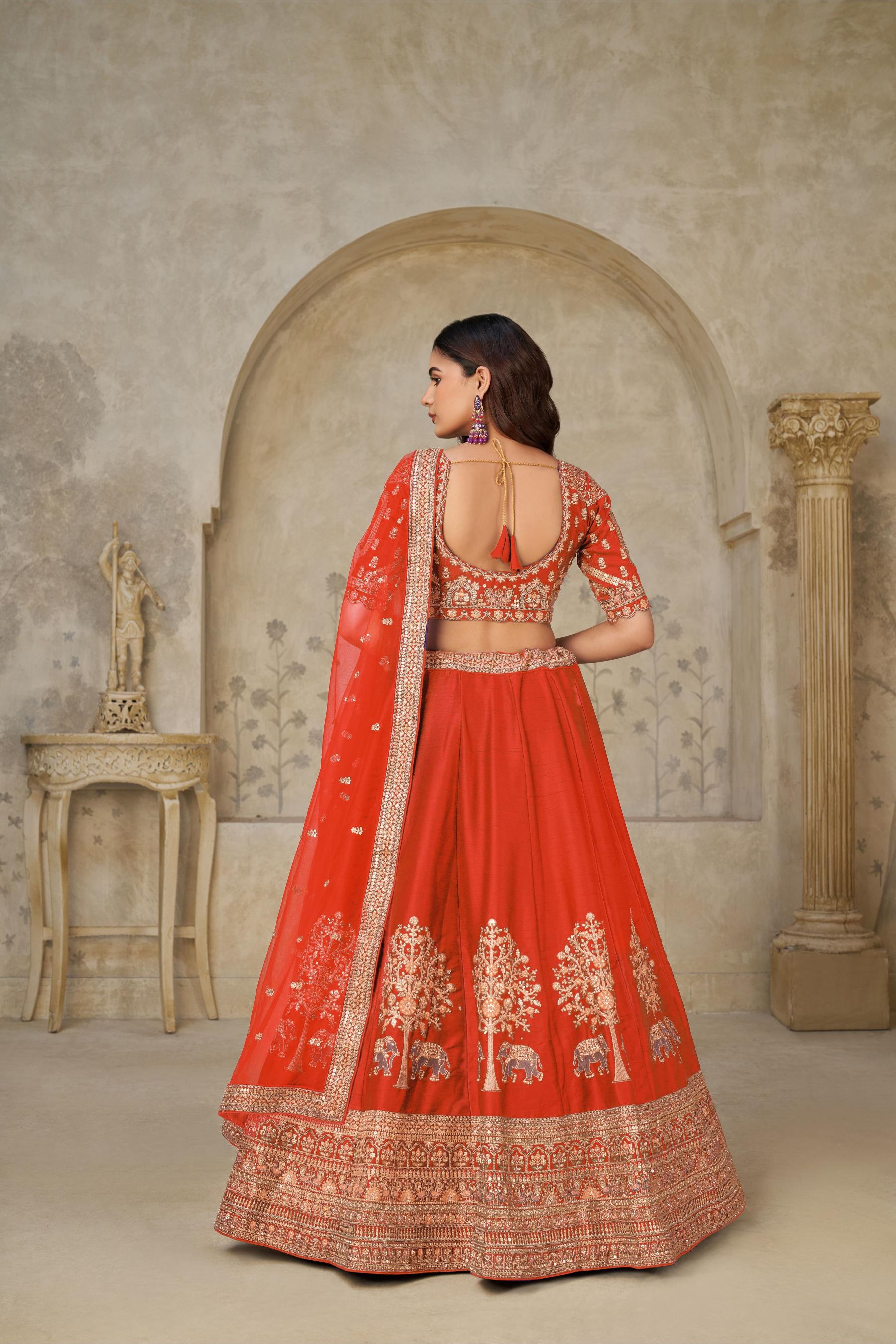 Light Orange Silk Lehenga Choli — alternate view