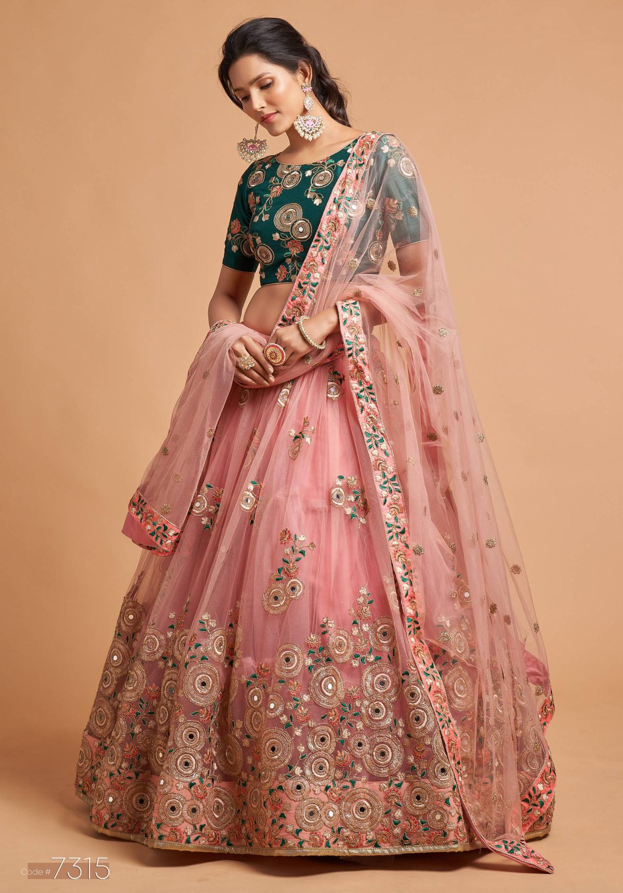 Light Peach Soft Net Lehenga Choli