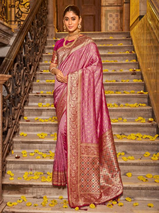 Light Pink Banarasi Silk Saree