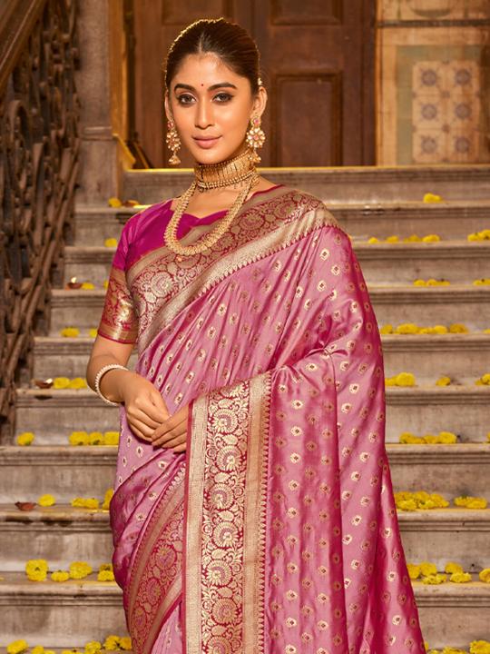 Light Pink Banarasi Silk Saree