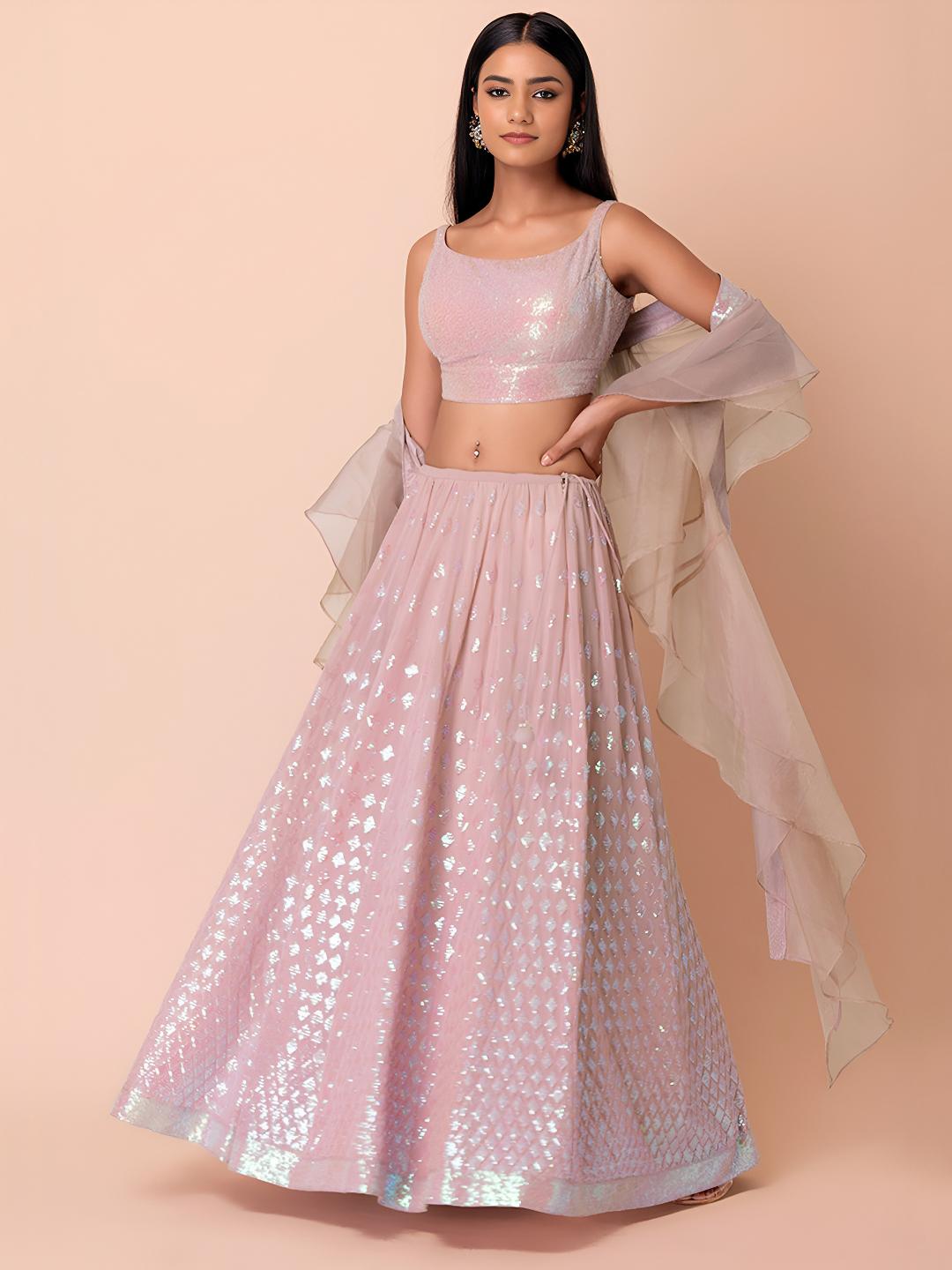 Light Pink Georgette Lehenga Choli