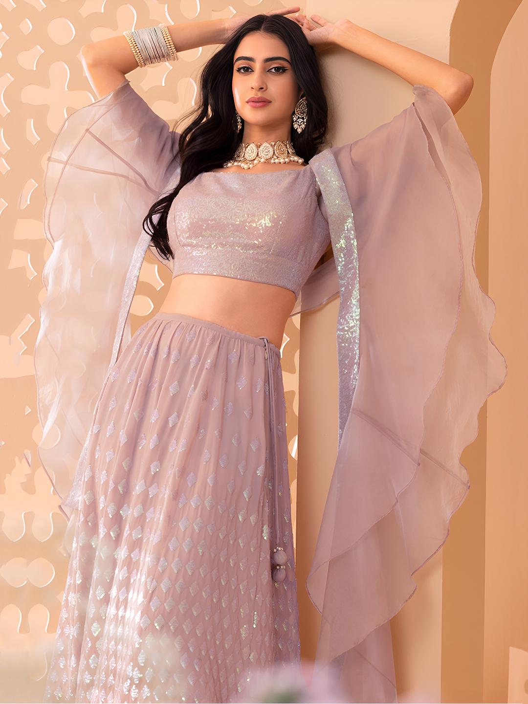 Light Pink Georgette Lehenga Choli