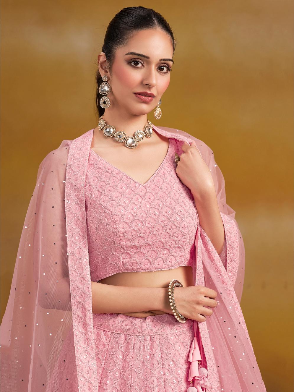Light Pink Georgette Lehenga Choli
