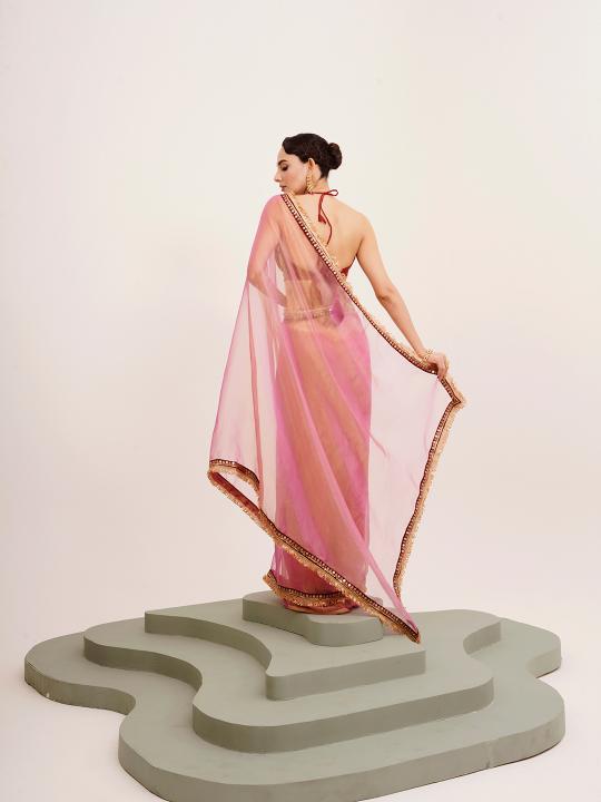 Light Pink Satin Saree — alternate view