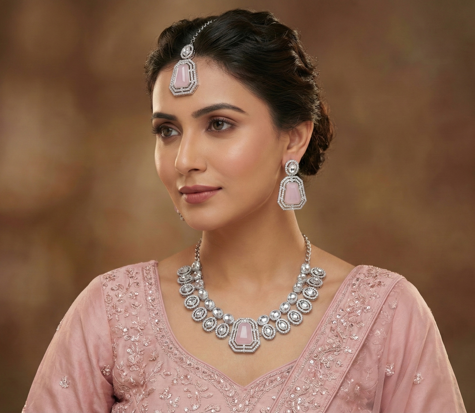 Light Pink Vine Alloy Bridal Necklace