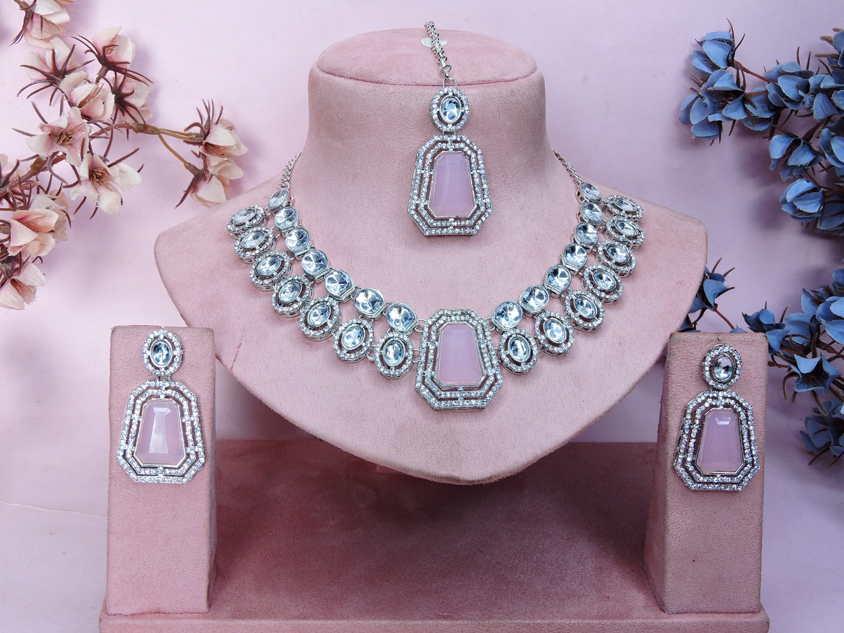 Light Pink Vine Alloy Bridal Necklace — alternate view