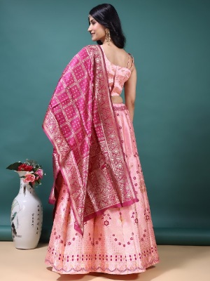 Light Pink Woven Jacquard Soft Jacquard Lehenga Choli — alternate view