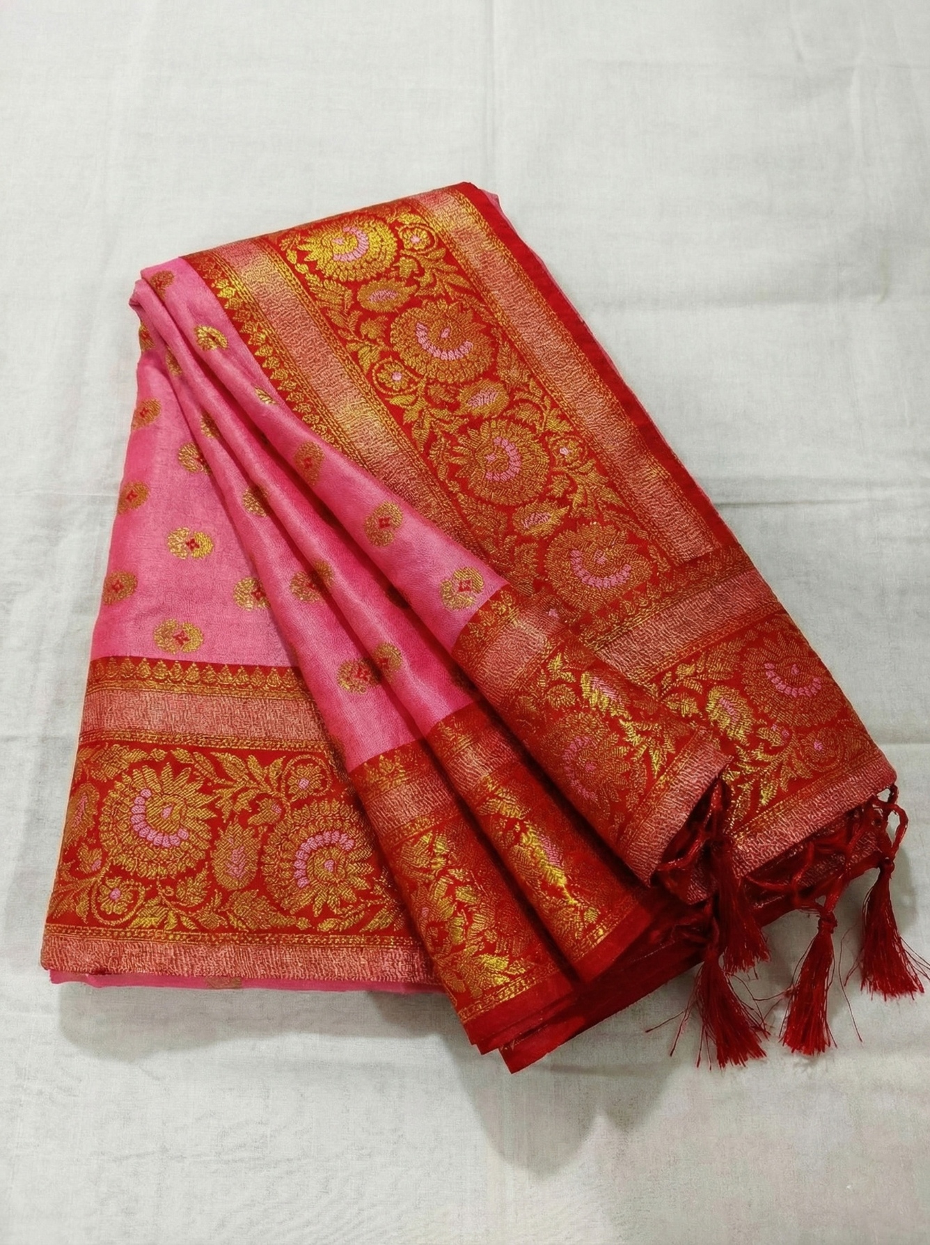 Light Pink Woven Zari Designer Silk Saree