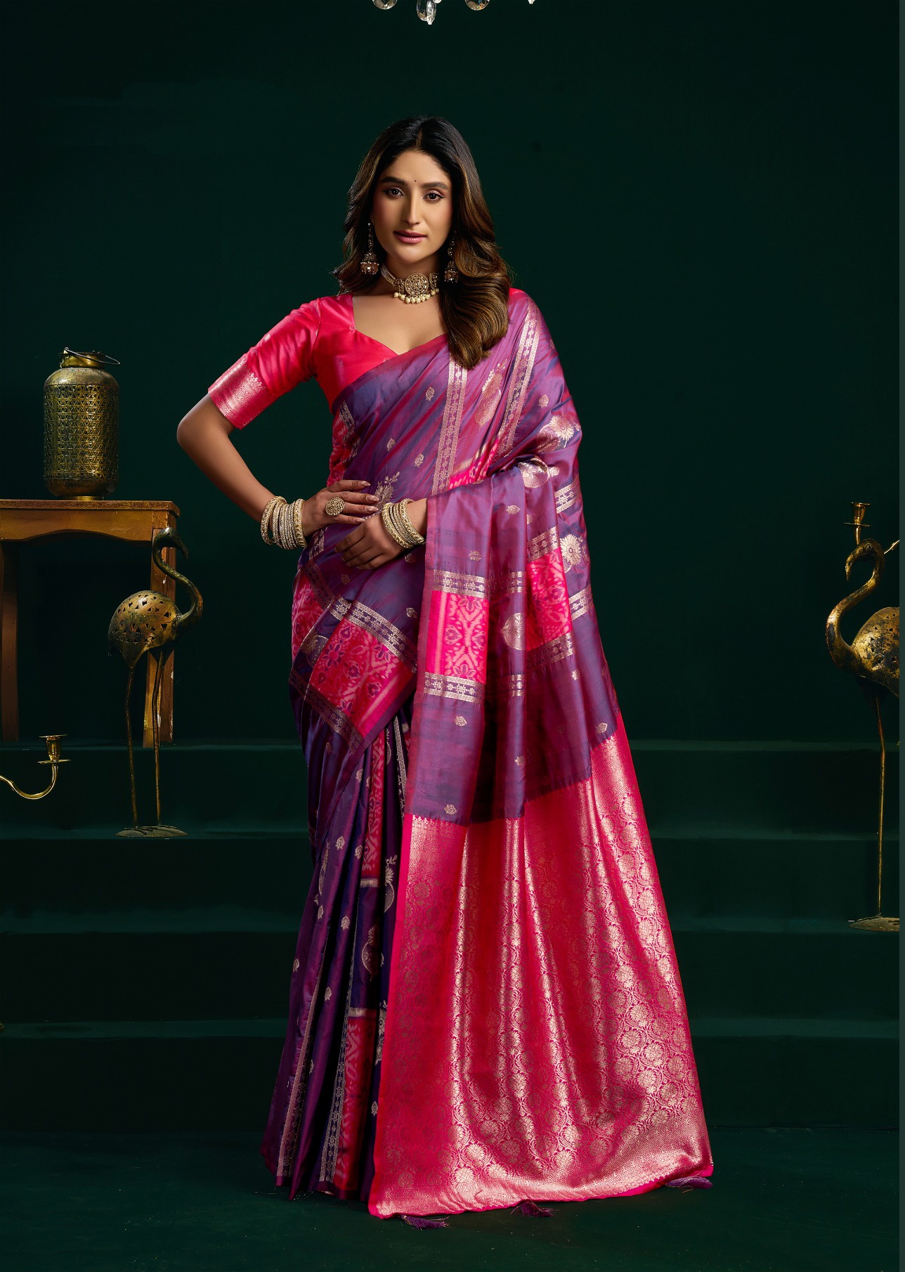 Light Purple Banarasi Silk Zari Woven Traditional Saree